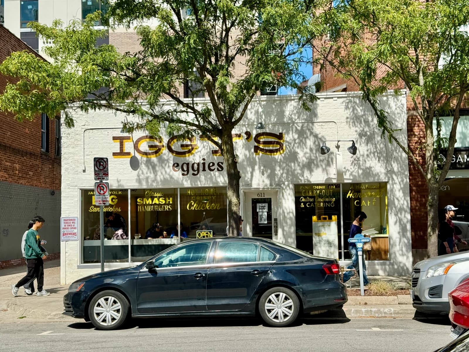 Commercial storefronts on Liberty Street in Ann Arbor, Michigan, photographed in September 2024