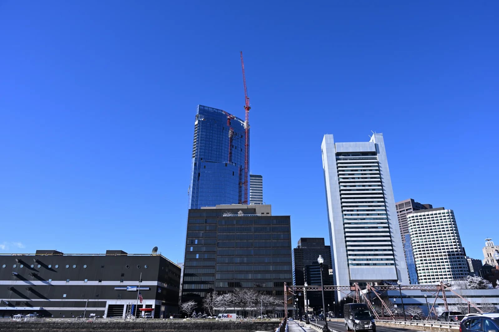 South Station Tower and the Federal Reserve Bank building on the Boston skyline